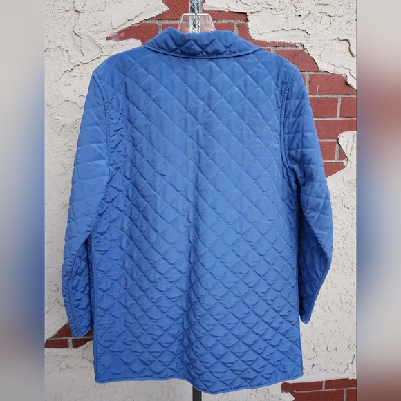 SMALL women AVON blue quilted jacket long sleeve collar snap buttons lightweight - Picture 11 of 16